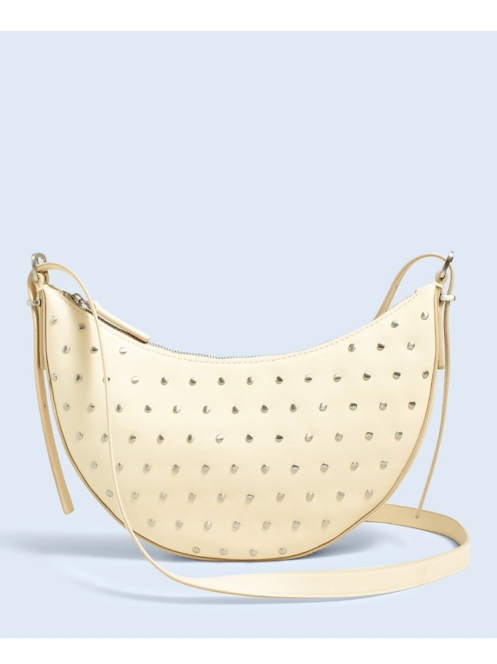 NWT Studded Crescent Crossbody Bag in Cream
